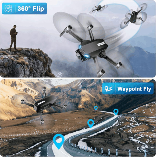 Drone with Camera, 2K HD FPV Drone with Brushless Motor, Altitude Hold, Gesture Selfie, One Key Take Off/Landing, 3D Flips, Waypoint Fly, 2 Batteries, Foldable Mini Drones for Kids and Beginners - Image 6