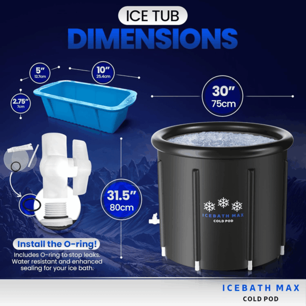 Cold Plunge Tub for Athletes - Complete Starter Bundle: Portable Ice Bath, 2 Reusable Ice Blocks, Thermometer, Ice Tub for Outdoor Cold Water Therapy - Indoor & Outdoor Inflatable Ice Bath - Image 7