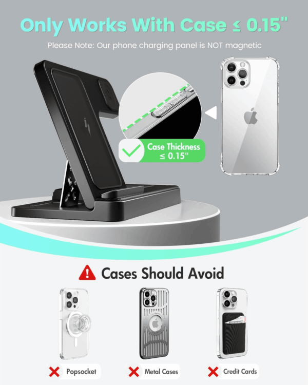 Wireless Charger Iphone Charging Station: 3 in 1 Charger Stand Multiple Devices for Apple - Iphone 16E 16 15 14 Pro Max 13 12 11 - Watch 10 9 8 7 6 5 4 3 2 SE and Ultra Series - Airpods 4 3 2 Pro - Image 3