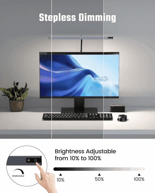 LED Desk Lamp for Office Home, Eye-Caring Desk Light with Adjustable Gooseneck, 12W Touch Control Dimmable Brightness, Architect Clamp Lamp with USB Adapter, Grey - Image 5