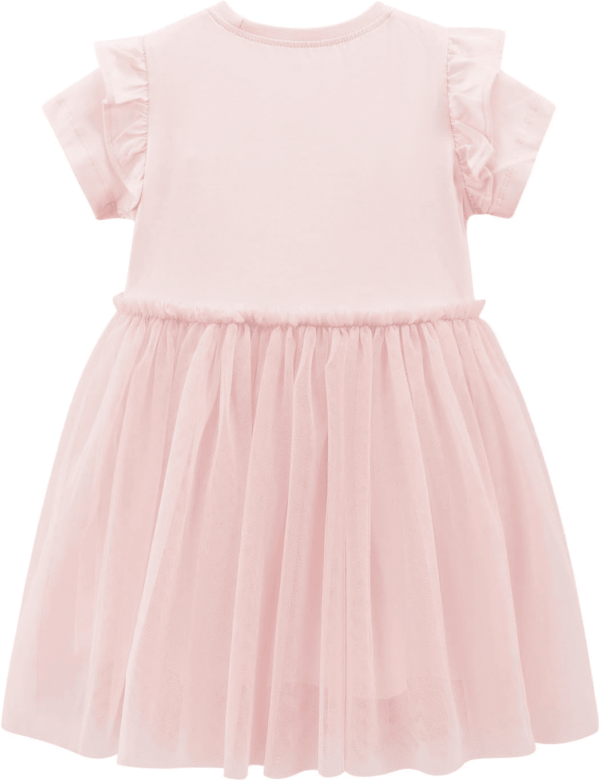 Girls Cotton Long Sleeve Casual Cartoon Appliques Striped Jersey Dresses - Image 2