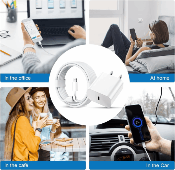 Iphone Charger Fast Charging,20W PD USB C Wall Charger 4 Pack with 6FT Fast Charging Cable - Fast Charger for Iphone 14/14 Pro Max/13/13 Pro/12/12 Pro/11/11 Pro/Xs, Ipad - Image 6