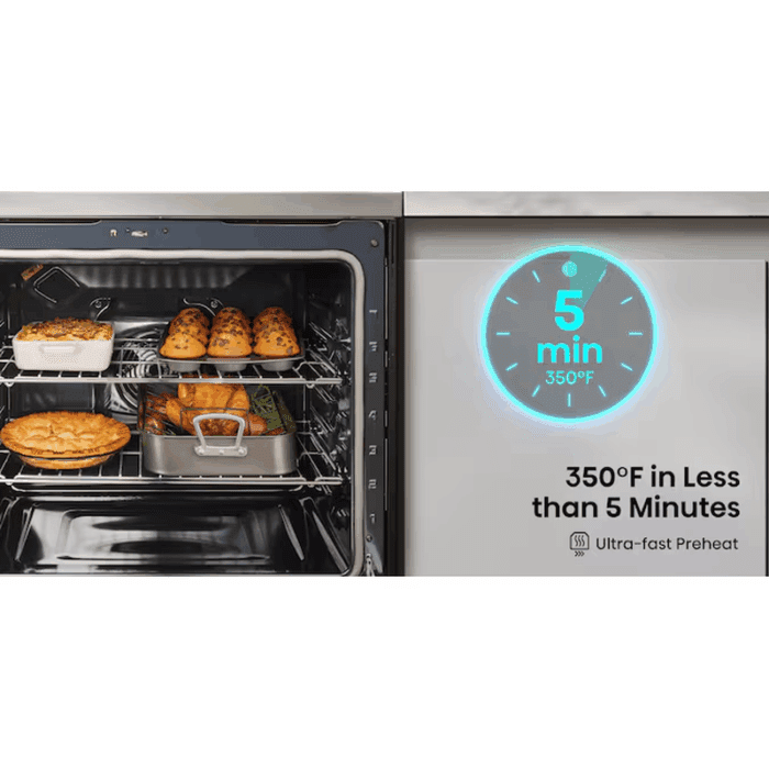 30-In Glass Top 5 Burners 5.8-Cu Ft Air Fry Convection Oven Slide-In Electric Range Stainless Steel ) - Image 6
