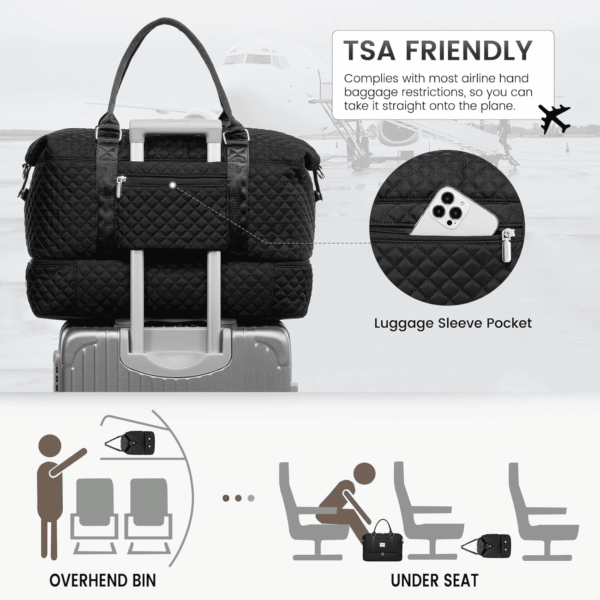 Travel Duffle Bag,Weekender Bags for Women with Shoe Compartment，Carry on Overnight Bag with Toiletry Bag,Gym Duffel Bag with Wet Pocket, Hospital Bags for Labor and Delivery - Image 4