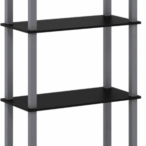 Turn-N-Tube 4-Tier Multipurpose Shelf Display Rack, Square Tube, Black/Grey