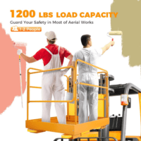 36"X36" Forklift Safety Cages with One Chain Forklift Cages 1200LBS Capacity Man Lift Basket Pallet Forks Work Platform Forklift Aerial Platform (No Wheel) - Image 2