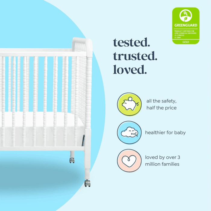 Jenny Lind 3-In-1 Convertible Baby Crib - GREENGUARD Gold Certified Portable Crib - Convertible Crib to Toddler Bed and Daybed - 4 Adjustable Heights - Easy to Assemble White Wooden Crib - Image 4
