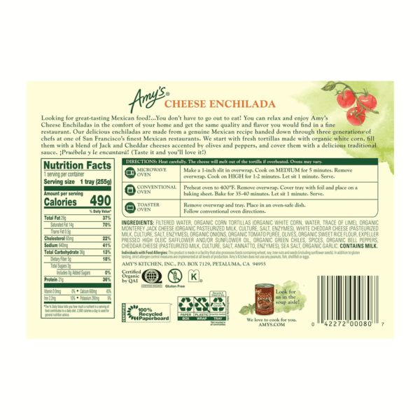 Frozen Meals, Cheese Enchilada, Made with Organic Corn and Tomatoes, Gluten Free Microwave Meals, 9 Oz - Image 4