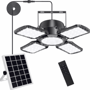Solar Shed Light Outdoor Indoor, 176LED Solar Powered Motion Sensor Pendant Light Daytime Available, Solar Indoor Lights with 5 Lighting Modes & Remote for Shed Gazebo Barn Garage Home