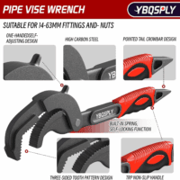 Pipe Wrench Set, 10” and 15” Self Adjusting Wrench 2-Piece Plumbing Tools - Pipe Vise Wrench Basin Wrench for 0.55“-2.48”/14-60Mm Standard Nuts, Irregular Nuts, Pipes Use - Image 3