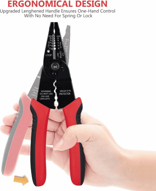 WG-015 Professional 8-Inch Wire Stripper/Wire Crimping Tool, Wire Cutter, Wire Crimper, Cable Stripper, Wiring Tools and Multi-Function Hand Tool. - Image 4