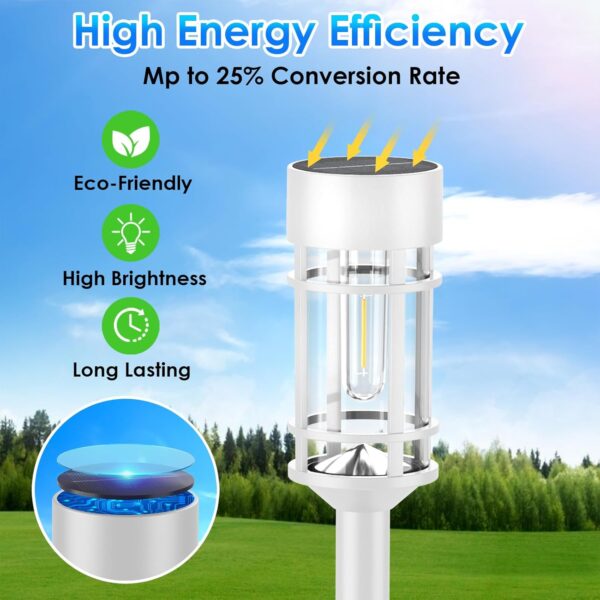 Solar Pathway Lights Outdoor Waterproof, 8 Pack LED Solar Garden Lights for outside Decorations, Dusk to Dawn Solar Walkway Lights Landscape Lighting - Image 5