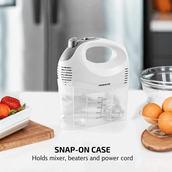 5-Speed Electric Hand Mixer with Stainless Steel Mixing Whisk, Snap-On Storage Case, Portable & Lightweight 150W Motor, Compact Handheld Mixer for Baking, Blending or Cooking, White HM151W - Image 8