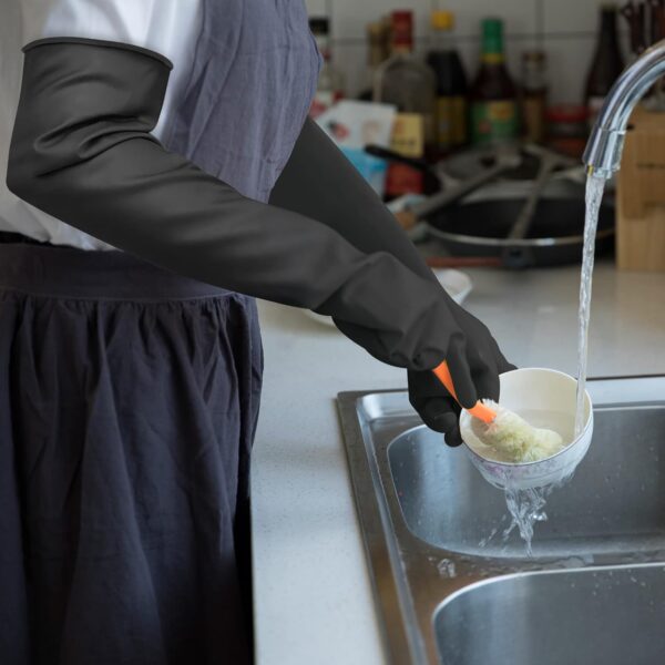 22" Latex Chemical Resistant Gloves, Reusable Heavy Duty Long Rubber Gloves Dishwashing Gloves, Industrial Safety Gloves for Men, Forearm Protection Waterproof Resist Strong Acid, Alkali, Oil, XL Size - Image 8