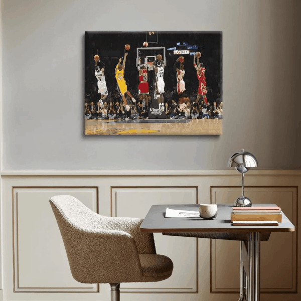 Basketball Legends Canvas Wall Art Print Poster, Iconic Sports Stars Shooting Inspirational Picture, Motivational Photography Wall Decor for Gym Dorm Home Office Living Room Bedroom, Framed 11X14Inch - Image 8