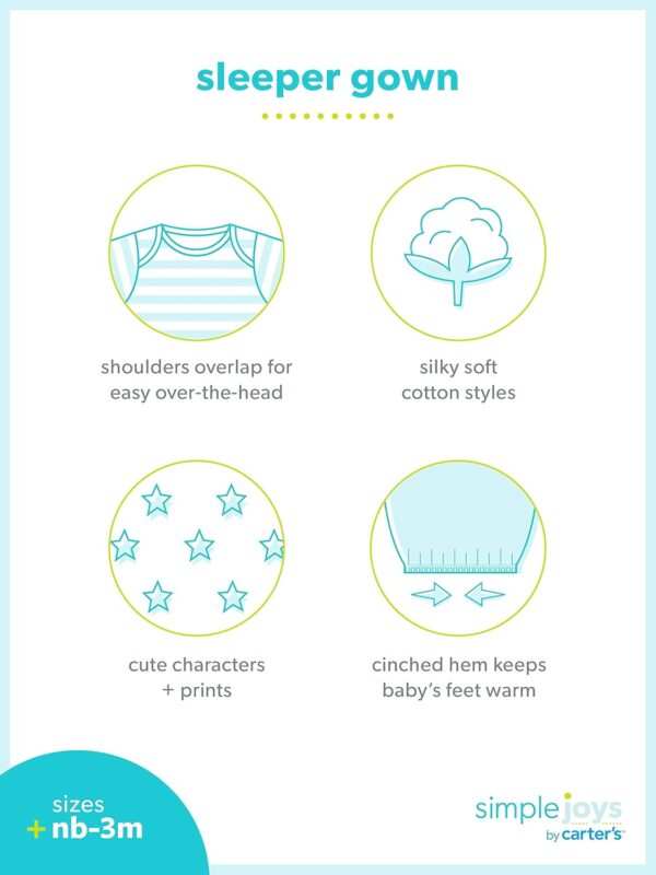Baby Girls' 3-Pack Cotton Sleeper Gown - Image 7