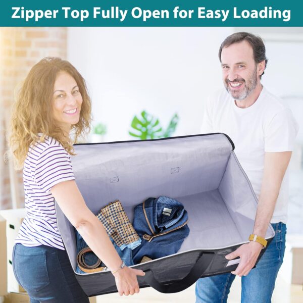 Moving Boxes Heavy Duty Moving Bags with Strong Zippers and Handles Collapsible Moving Supplies, Storage Totes for Packing & Moving Storing 93L,8-Pack - Image 5