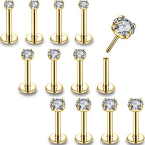 16G/18G/20G Threadless Lip Rings Tragus Earrings Surgical Steel Helix Conch Cartilage Earrings Monroe Piercing Jewelry for Women Men Labret Studs