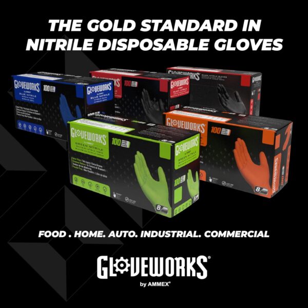 HD Green Nitrile Gloves, 8 Mil Nitrile Gloves Medium-Xxl Sizes, Nitrile Disposable Gloves with Raised Diamond Grip - Image 7