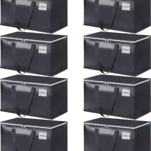 Moving Boxes Heavy Duty Moving Bags with Strong Zippers and Handles Collapsible Moving Supplies, Storage Totes for Packing & Moving Storing 93L,8-Pack
