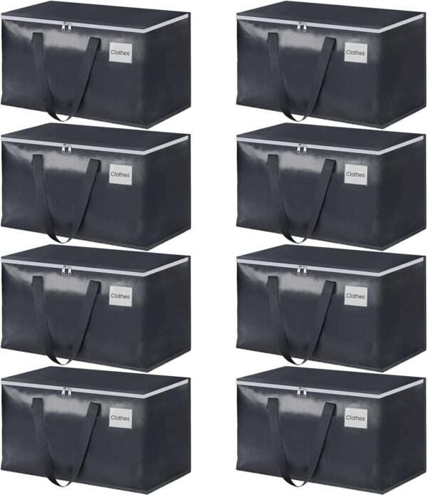 Moving Boxes Heavy Duty Moving Bags with Strong Zippers and Handles Collapsible Moving Supplies, Storage Totes for Packing & Moving Storing 93L,8-Pack