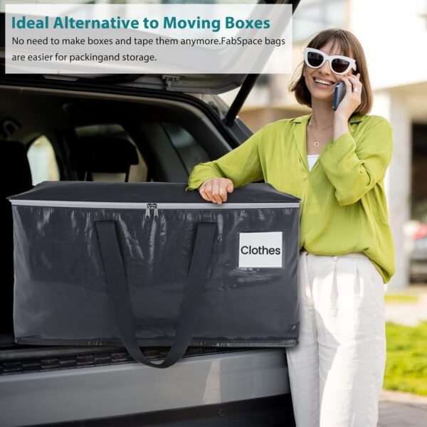 Moving Boxes Heavy Duty Moving Bags with Strong Zippers and Handles Collapsible Moving Supplies, Storage Totes for Packing & Moving Storing 93L,8-Pack - Image 6