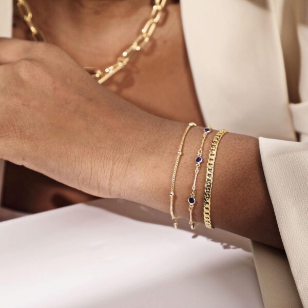 Gold Bracelets for Women 14K Gold Jewelry for Women Cute Heart Beaded Bracelets for Women Lip Cuban Link Paperclip Chain Anklet Dainty Bracelet Pack Gifts for Women Girls - Image 5