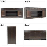 70” Large Sideboard Buffet Cabinet with Storage, Farmhouse Kitchen Buffet Storage Cabinet with 4 Drawers, Coffee Bar Cabinet with Sliding Barn Door, Credenza for Living Room, Dining Room, Brown - Image 8