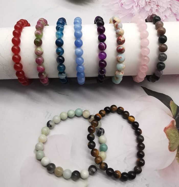 15 Pcs 8Mm Healing Stone Beaded Bracelets for Women Men Semi-Precious Gemstones Bracelets Crystal Beaded Bracelet Unisex Adjustable Stretch Bracelets - Image 8