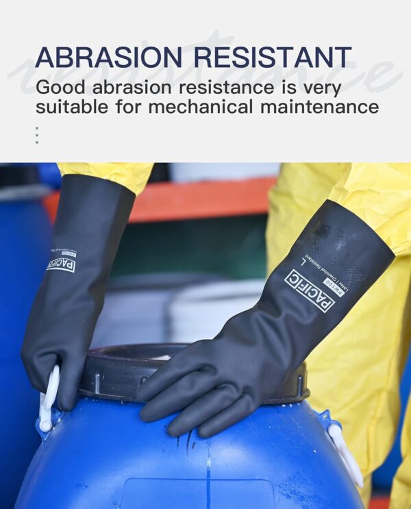 Chemical Resistant Gloves, Heavy Duty Industrial Rubber Gloves, Resist Acid, Alkali and Oil, 12.6", Large - Image 4