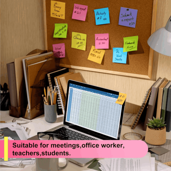 Sticky Notes - 12 Pads, 3”X3” - Colorful Self-Stick Post Notes Bulk - Office Desk Accessories | Teacher Classroom Must Haves,Aesthetic School Supplies for Home,Easter Basket Essentials - Image 5
