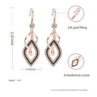 Dangle Earrings for Women, 925 Sterling Silver Handmade Linear Swirl Wire Bohemian Boho 14K Gold Diamonds Earrings Hypoallergenic Fashion Jewelry Gifts for Women (Rose Gold) - Image 3
