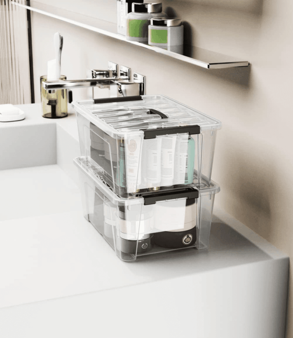 Clear Storage Latch Bins, 6-Pack Storage Organizer Box with Handle and Lids, 5-Litre - Image 6