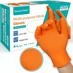 Nitrile Industrial Gloves with Raised Diamond Texture, 100 Count Thick (XL)