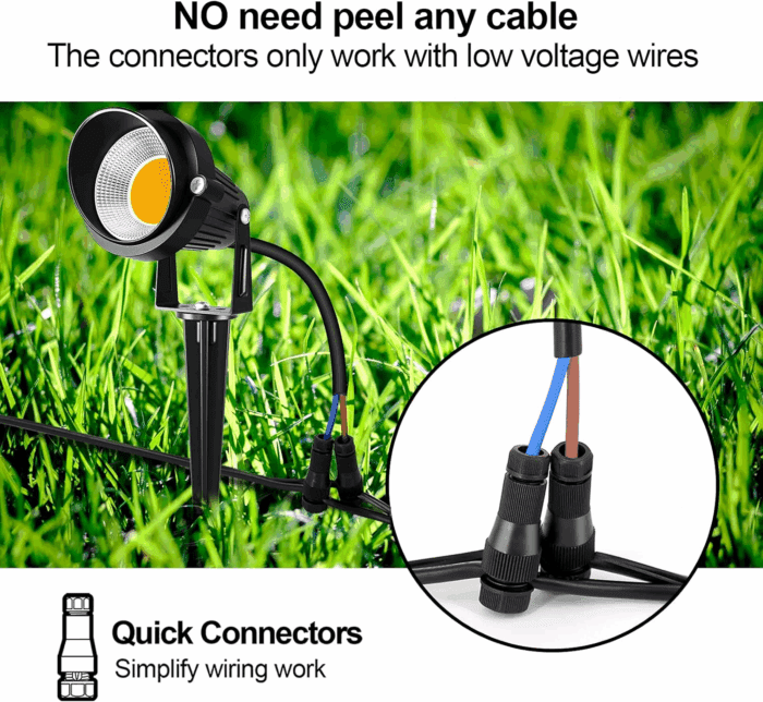 10W Low Voltage Landscape Lights LED Landscape Lighting with Connectors, 12V Outdoor Spotlights Yard Garden Pathway Lights, 1000LM Waterproof Warm White Light (14 Pack) - Image 4