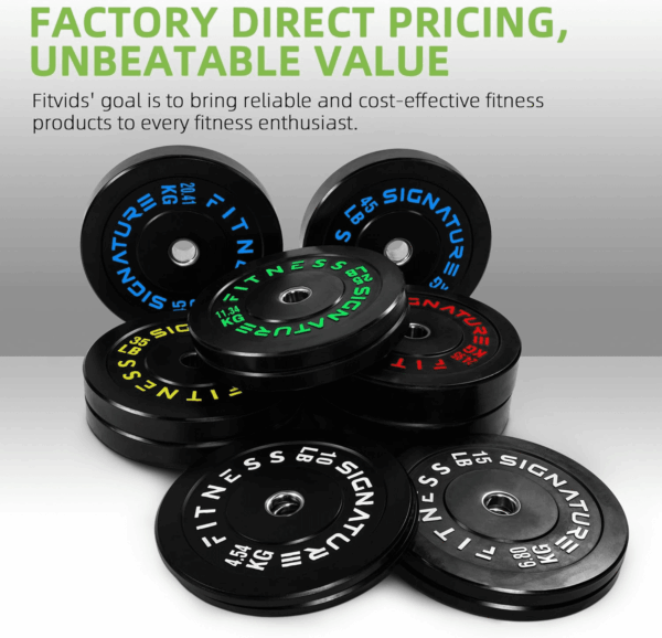 Olympic Bumper Plates, 2" Weight Plates for Strength Training & Weightlifting, Pairs, Sets or Sets with 7FT Barbell, Multiple Options - Image 5