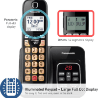Cordless Phone with Answering Machine, Advanced Call Block, Bilingual Caller ID and Easy to Read High-Contrast Display, Expandable System with 2 Handsets - KX-TGD832M (Metallic Black) - Image 5