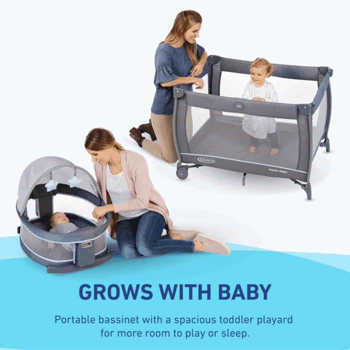 Pack N Play Dome LX Playard with Baby Bassinet, Lightweight Portable Crib, Push-Button Fold Travel Crib, Redmond, Convertible - Image 4