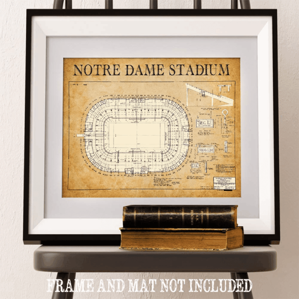 1929 Notre Dame Stadium 11X14 Unframed Poster - Blueprint Wall Art, Historic Architectural Print, Football Stadium Design for University of Notre Dame, Sports Memorabilia, Man Cave & Sports Bar Décor - Image 5