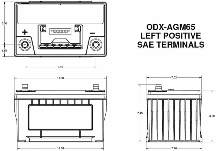 Battery ODX-AGM65 Extreme Series AGM Battery - Image 2
