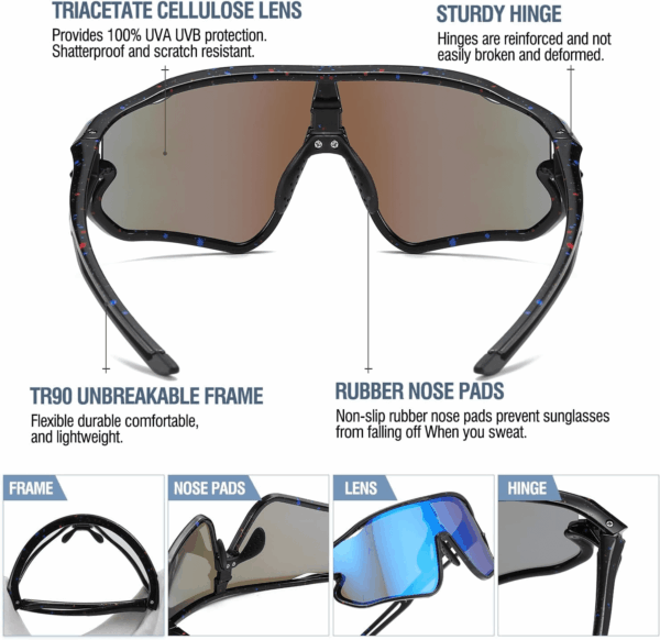 Kids Sunglasses Youth Baseball Sun Glasses Lightweight TR90 Frame UV400 Sports Cycling Shades for Boys Girls DK268 - Image 4