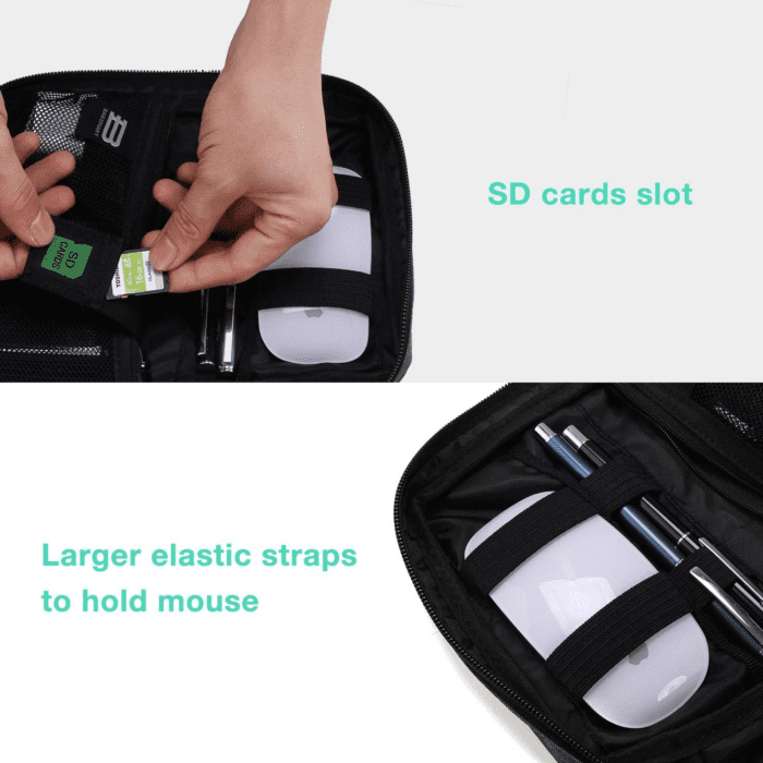 Electronics Organizer Travel Case, Small Cord Bag, Tech Organizer as Travel Accessories for Men Women, Cable Essentials for Phone, SD Card, Black - Image 4