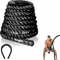 1.5/2 Inch Battle Ropes with Extra Protective Sleeve, Workout Ropes for Cross-Training Home Gym & Fitness Exercises, Strength Training - 30,40,50 Feet Lengths Available