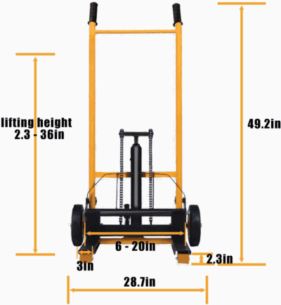 Manual Forklift Material Stacker, Hand Truck Lifts with Fixed Legs and Adjustable Forks, 2.3-36" Lifter Hieght Hydraulic Lift for Factory, 440Lbs (Foot Pedal) - Image 2