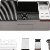 27 Inch Black Undermount Sink - 27X19 Undermount Kitchen Sink Deep Single Bowl Stainless Steel Black Kitchen Sink with Colander