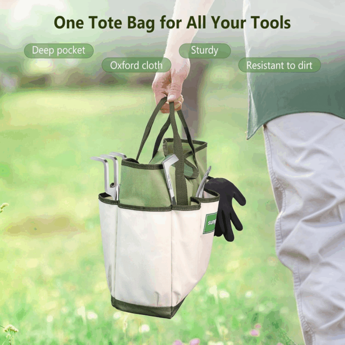 Garden Tool Set 10 Piece, Heavy Duty and Lightweight Aluminium Alloy Tools with Ergonomic Handle, Sturdy Storage Tote Bag, Gardening Hand Tools, Gardening Gift for Women and Men Green - Image 6