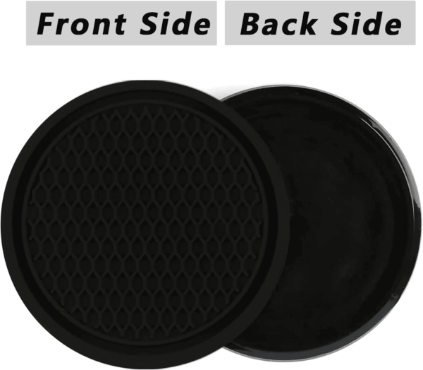 Car Cup Coaster, 4PCS Universal Auto Non-Slip Cup Holder Embedded in Ornaments Silicone Coaster, Car Interior Accessories Sets, Black - Image 6