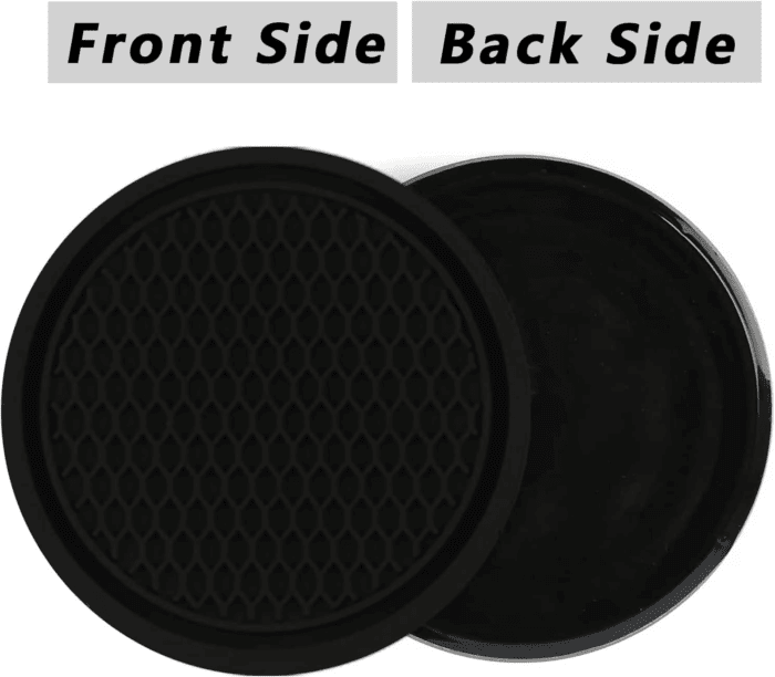 Car Cup Coaster, 4PCS Universal Auto Non-Slip Cup Holder Embedded in Ornaments Silicone Coaster, Car Interior Accessories Sets, Black - Image 6