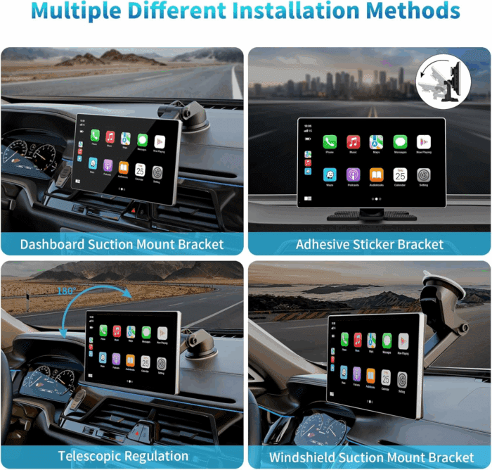 Portable Apple Carplay Screen for Car, 9" Wireless Apple Carplay & Android Auto,4K Dash Cam,1080P Backup Camera Dvr,Car Audio Receivers GPS Navigation Mirror Link, Bluetooth,Fm, Siri - Image 7
