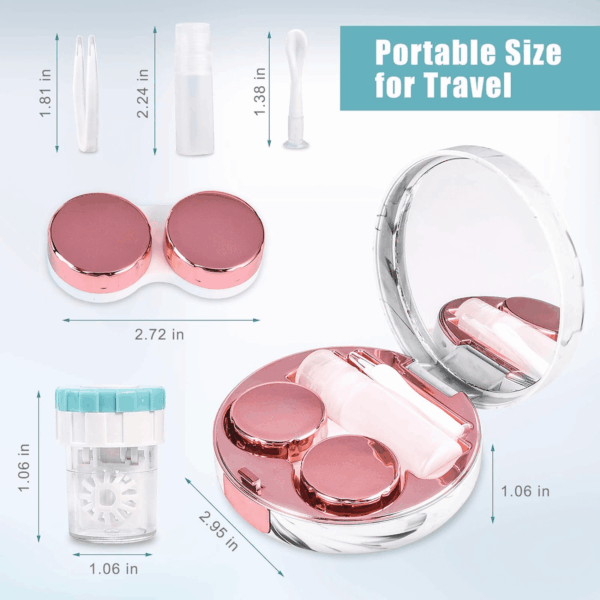 Contact Lens Travel Kit with Cleaner Washer, Portable Contact Box with Mirror Tweezers Remover Tool Solution Bottle for Daily Outdoor - Image 4